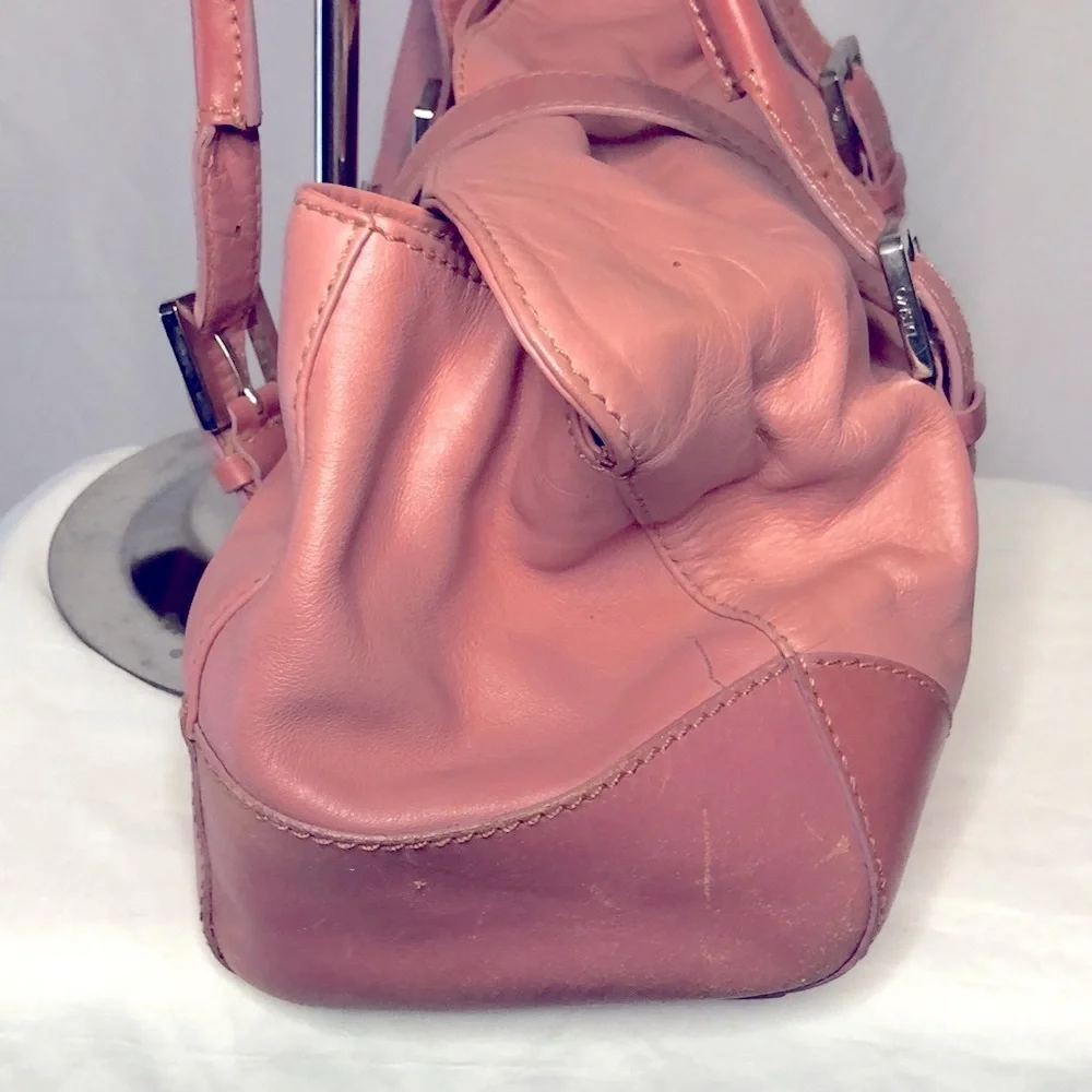 Women's Pink Leather Satchel Shoulder Bag